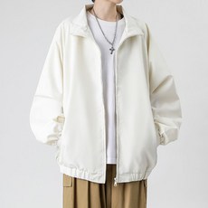 ORZQU 봄 남성 코트 루즈핏 기본 캐주얼 심플 하이넥 집업 바람막이 점퍼