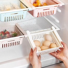길이 조절 냉장고 다용도 슬라이드 수납 선반 트레이 수납장 서랍 정리함, 1개, 3-냉장고선반-화이트
