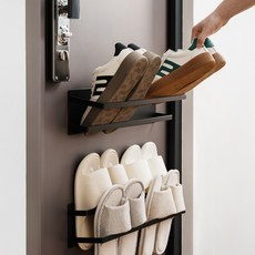 비바베이직 현관 신발정리대 자석 신발장, 블랙, 1개