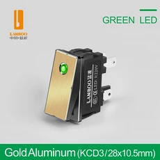 WINDOO 2810.5 시리즈안전한 고전류 로커 스위치 16Amp 2NO LED 2 기어 12V24V220V, Green(Gold Panel), 9-24V, 1개