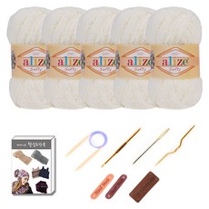 마마니트 벨루토실 5볼 목도리 DIY 세트, 1세트, 아이보리