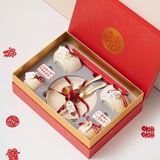 陶瓷餐具 八件套 實用餐具禮盒 新婚禮物 結婚送禮, 婚慶鑽石餐具（白色）, 1個