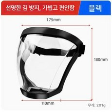 보안면 곰팡이제거 화장실 청소 전용필터 페이스실드, 블랙투명, 1개, 1개입