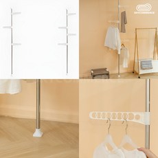 S커머스 공간활용 폴 스탠딩헹거 H3.4m 행거 고정형행거 압축봉행거, 날개3개