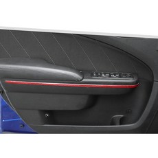 Jimen 지멘 핏 도지 차저 2011-2023 4개 내장 도어 패널 커버 트림 스트립 레드 카본 파이버 165064, Carbon Fiber