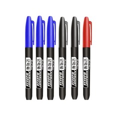 DIY 필기구 마카 마커 펜 6 개/대 영구 파인 포인트 방수 잉크 얇은 펜촉 블랙 블루 레드 1.5mm 컬러, [07] 6Pcs Mix Color Set D, 1개