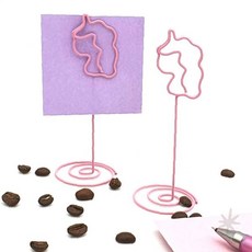 철제 메모 클립 홀더 유니콘 모양 디자인 책상 정리 사진 꽂이 엽서 거치 카드, 1개, 상세페이지 참조