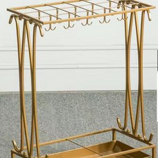 臺灣出貨 傘架傘桶 雨傘架 雨傘收納架 雨傘桶 門口放雨傘架酒店大堂家用敎室學校鐵藝雨傘收納架掛傘折疊傘架子, 60高18孔20鉤 金色, 1個