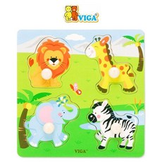 비가 베베꼭지퍼즐 야생동물 (V50840) 끼우기 도형놀이 유아완구 장난감 완구 +Y0711JS, ##상품선택#