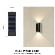AlliLit LED 태양 램프 야외 방수 벽 조명 정원 마당 장식 풍경 위아래로 빛나는 조명 1 4pcs, 2LED-WARM, 4PCS (2 box)