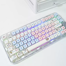 라나야 조약돌 토끼 키캡 PBT 염료승화 키보드 원형 키캡 MOA 높이, 화이트