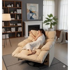 노블클라우드 편안한 전동 리클라이너 마사지 체어 온열 소파, 수동, 다크오렌지 가죽