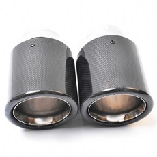 자동차 범용 개조 스테인레스 스틸 단일 광택 곱슬 베벨 엣지 배기 파이프 전체 섬유 탄소 커버 머플러 팁, 09 67-101mm