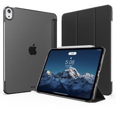 AOUB 아이패드 보호 케이스 3단 접이식 스탠드가 있는 11인치 iPad10/11 태블릿용 긁힘 방지 및 내마모성 후면 패널이 있는, 검은색