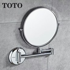 日本東陶 充電觸控開關LED化妝鏡 壁掛免釘梳妝鏡 三色光/可調亮度/鏡面觸控開關 衣帽間浴室衛生間折疊伸縮壁美容鏡, 無燈化妝鏡銀色