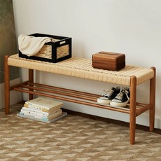 프랭키라 2designs 4colors 롱 벤치 호텔 체어 100cm 스툴 베드 의자 긴, 100cm 나무 프레임 자연색 크로스