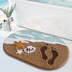 大江 浴室吸水地墊 簡約衛浴腳墊 廁所門口防滑墊 洗手台加厚地毯, 海濱拾光,40*60cm【小戶型推薦】, 1個