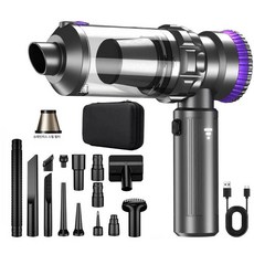 든든커머스 차량용미니청소기 차량청소용품 초강력, 기본 색상, 실버퍼플+보관 가방+스테인리스 스틸 필터 1개