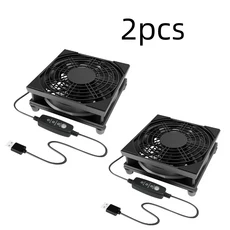 USB 인터페이스가 있는 3단 속도 조절 팬 저소음 작동 5V 전원 공급 장착 루트 이동에 적합, 02 2pcs