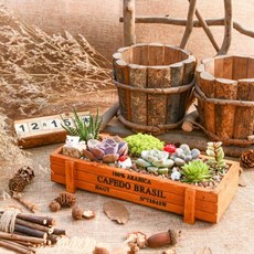 zakka木質多功能收納盒 多肉花器 化妝品收納盒 首飾收納盒 雜物收納, 1個, 仿舊木