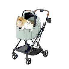 IBIYAYA 依比呀呀 極速收小寵分離式寵物推車 FS2511 (銀霧灰/草綠) 小型犬貓外出提籠推車, FS2511鼠尾草綠, 1個