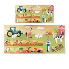 떼였다 붙였다 농장 놀이용 마그네틱 3단북 X 2개입 자석보드 단체선물 집중력발달 성탄절선물 생장남감 dew+8407If