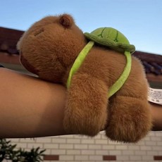 카피바라 손목 스냅 링 봉제 인형 여자친구 생일 선물, 20cm, 올드 카피바라 스냅링+거북이 백팩, 1개