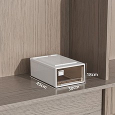 抽屜式收納盒 加厚塑料透明儲物整理箱, 1個, 環保材質-1個裝 茶色 ,外銷品質 45深-30寬18高