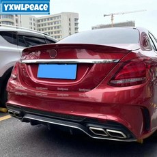 카를슨 스타일 ABS 글로시 블랙 카본 룩 리어 트렁크 립 스포일러 메르세데스 W205 4도어 15-19 C180 C200 호환