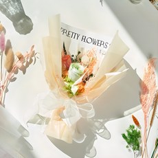 Maison de Flore 不凋謝鮮花 永生花花束 + 提袋, 橘綠色