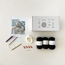 초보자용 DIY패키지 대바늘 레그워머뜨기 발토시뜨개질 [동영상포함], 1개, 차콜(러그워머 실), 크림화이트(앙고라실)