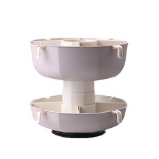 多功能可旋轉火鍋菜盤分格蔬菜拼盤家用廚房雙層瀝水籃備菜盤, 象牙白