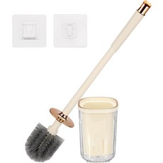 UX셀 벽걸이 변기 브러시 홀더 청소 스크러버가 있는 가정용 욕실 청소기 액세서리용 사각 베이스 긴 손잡이 부드러운 칫솔모 금색, Red