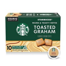 Starbucks K-Cup 커피 포드 핫 또는 아이스 커피 모카 큐리그 포드 10개, 구운 그레이엄, 10개 (1팩)