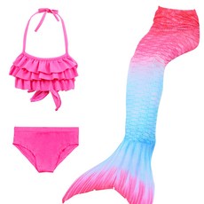 여아 인어공주 꼬리 수영복 3종세트 여아 공주드레스 비키니 래쉬가드 물놀이 촬영