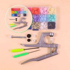 쌍문상회 기구 재료 스냅단추 기계 마스크스트랩만들기 똑딱단추달기 마스크줄만드는재료 마스크줄만들기 SET 티단추 단추작두 T단추작두 부자재 세트 만들기 똑딱단추 40872EA, 티단추세트(15종)