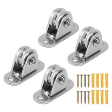 소형 풀리 블록 스테인리스 스틸 사일런트 풀리 롤러 벽 장착 풀리 블록 고정 풀리 휠 풀리 시스템 교체 DIY 장비 와이어 로프 레일 슬라이딩 게이트714, 4PCS, 4Pcs