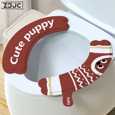 Z3JC 家用馬桶坐墊四季通用款馬桶坐墊防水可愛粘貼式馬桶圈坐墊坐便墊, 1個, 可愛貓坐墊【紅色】