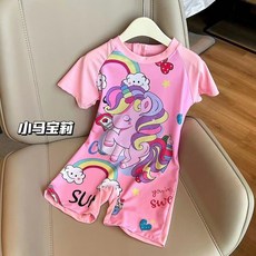 兒童泳衣 可愛卡通印花短袖短褲夏季新款泳衣套裝