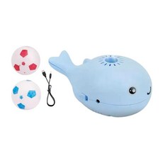 YSSHOP 애완동물 엔터테인먼트를 위한 다목적 소형 공 2개가 포함된 전기 고래 떠다니는 공 장난감 11x7x5cm 대화형 USB, 피피, 파란색