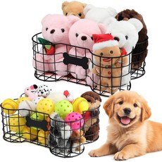 베시시 2팩 금속 개 장난감 바구니 뼈 모양 보관함 거실용 애완동물 씹기 상자 정리함 홀더 16 x 12 6 인치 & 15 11