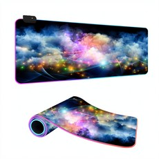 星空發光RGB滑鼠墊, RGB款式07 RGB 350x250x3mm含彩盒, 1套