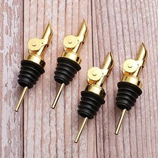 자동 산화 방지 메커니즘이 있는 스테인리스 스틸로 만든 몰리몰리 주류 붓기 주둥이 알코올용 병따개 올리브 오일 디스펜서 와인 따개 4팩 금, Gold, Set of 4