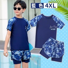 大碼男童泳衣 附泳帽 防尷尬雙層泳褲 大尺碼泳褲 胖童泳衣 青少年泳衣 大童泳裝 男童泳褲 平口泳褲 人魚朵朵