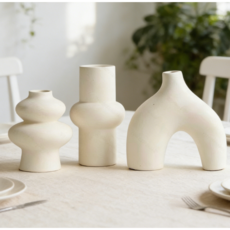 티지피 인테리어 도자기 모던화병 3p 세트, 소화이트1
