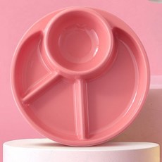 兒童分格盤 碗 餐盤 餐具組 3+1分格設計, 粉色分格盤, 1個