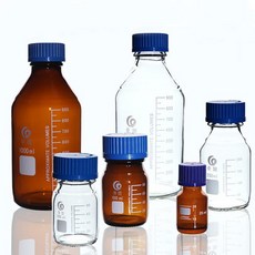 실험실 투명 및 갈색 나사 캡 시약병 유리 샘플 병, 11 50mL  2pcs