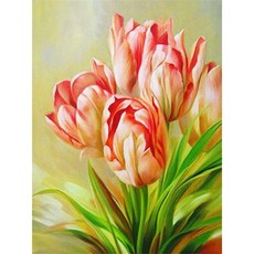 심스타 실십자수 해바라기 장미 모란 꽃 12종 프린트 도안 패키지, 1개, 7번 다홍장미(실크)