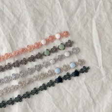 잔꽃 레이스 마스크 스트랩 유아 아기 이름 이니셜 마스크 목걸이