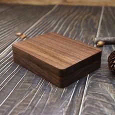 NBZH 實木黑胡桃翻蓋商務名片盒隨身卡片會員卡收納盒木質名片夾包裝盒, 1個, 10.4*7.8*2.7:翻蓋名片盒